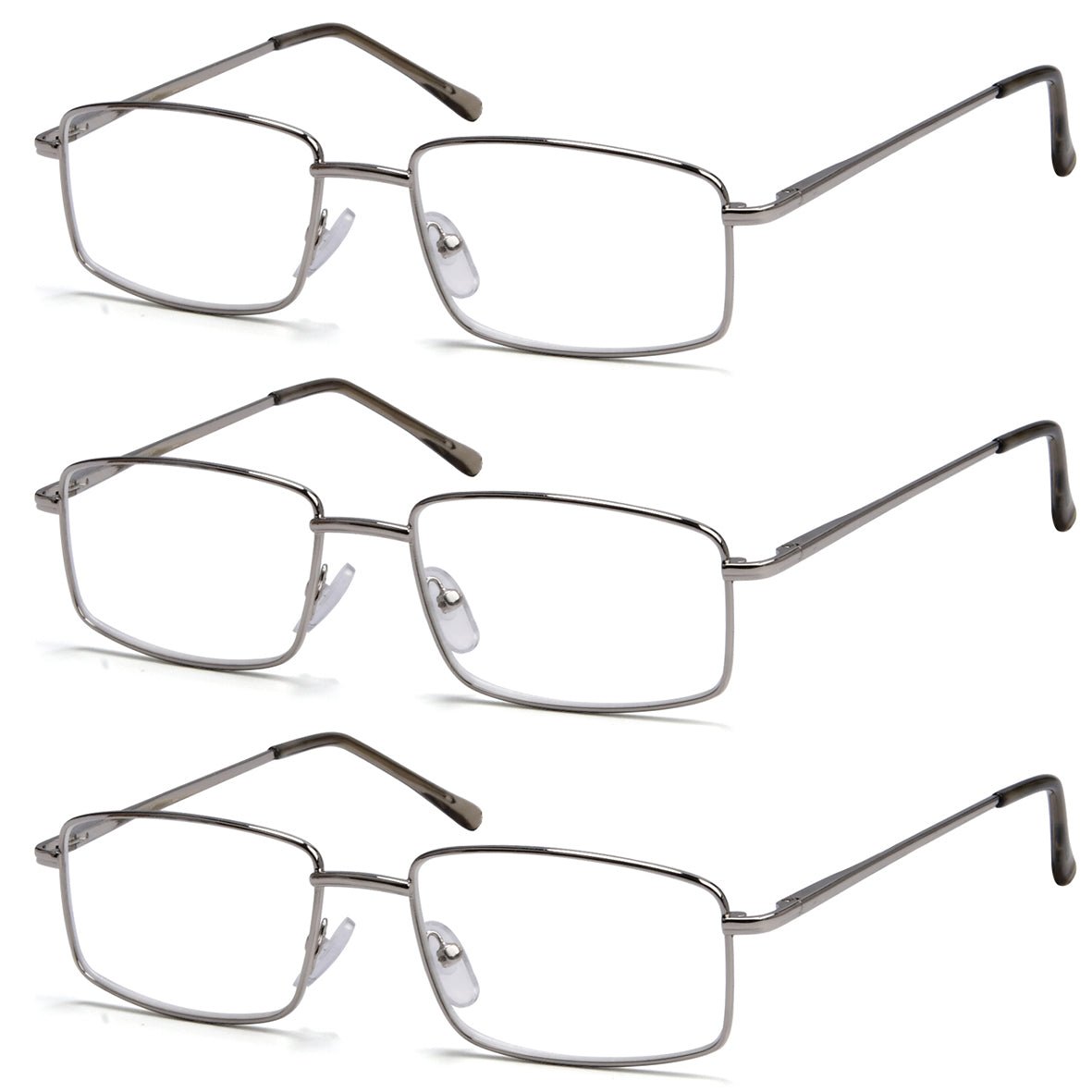 Classic Rectangle Reading Glasses Silver Men R15023