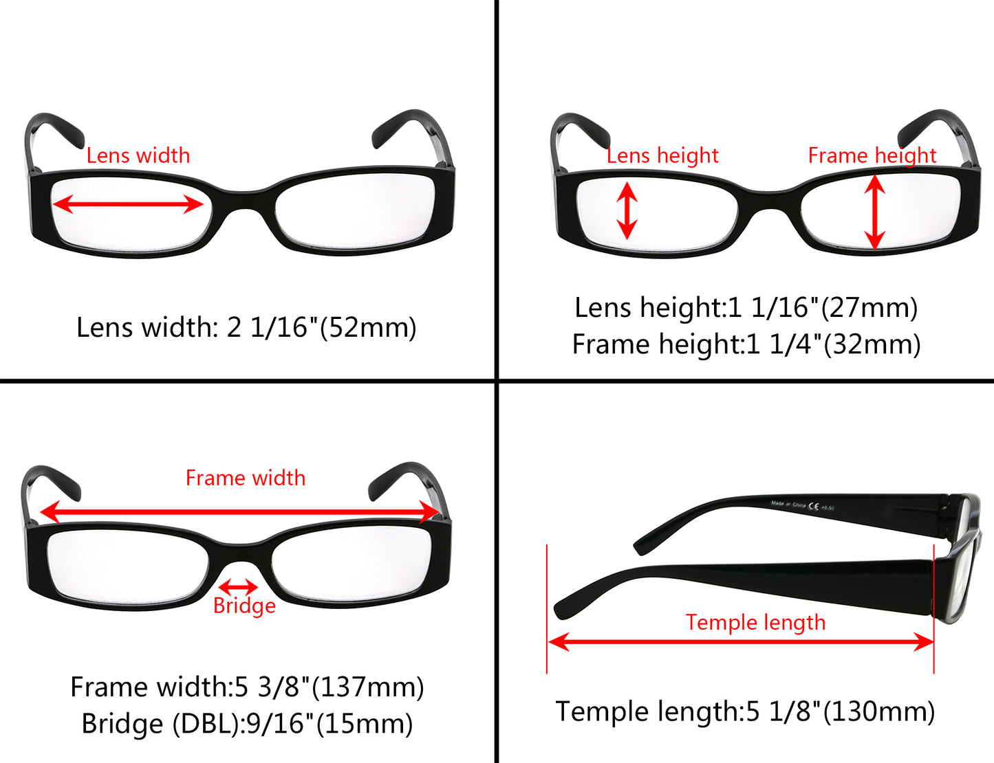 長方形スタイリッシュ老眼鏡 5 個パック R040-A